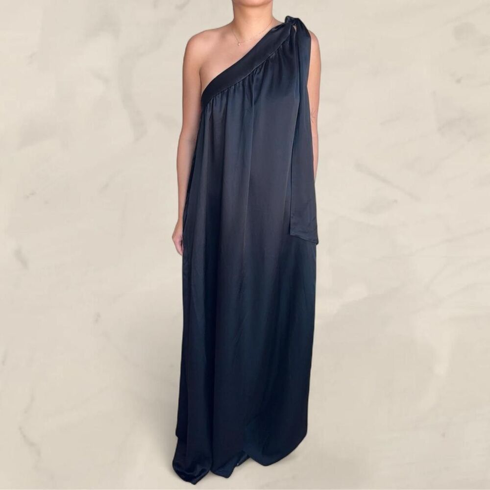 free people soa dress black satin floor length gown NEW size medium